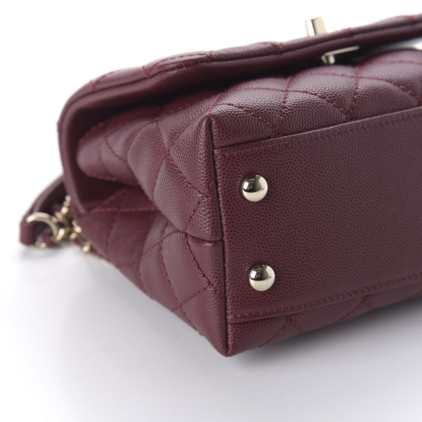 Caviar Quilted Extra Mini Coco Handle Flap Burgundy
