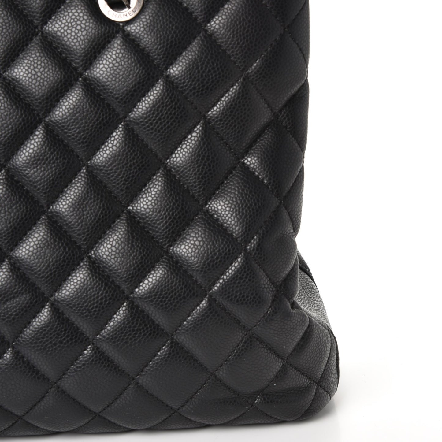 Caviar Quilted City Shopping Tote Black