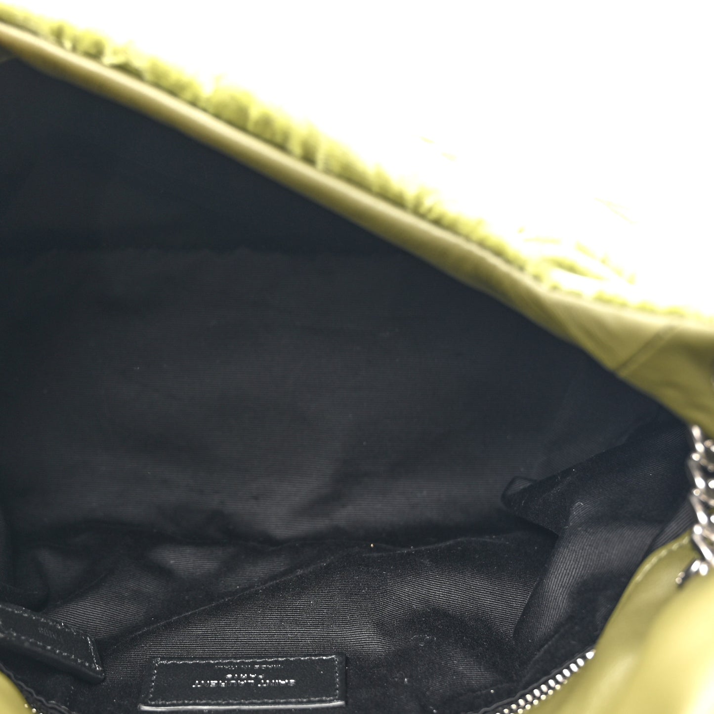 Crushed Velvet Quilted Small Loulou Puffer Monogram Chain Satchel Green