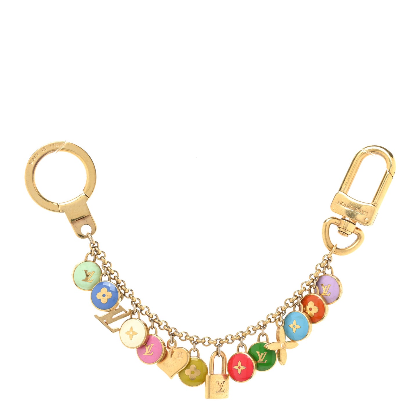 Metal Enamel Pastilles Key Chain Bag Charm Multicolor