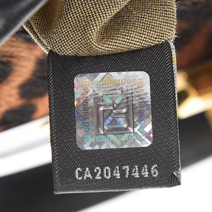 Fendi Calfskin Calf Hair Leopard Print Medium Peekaboo Iconic Satchel Black 8 of 9