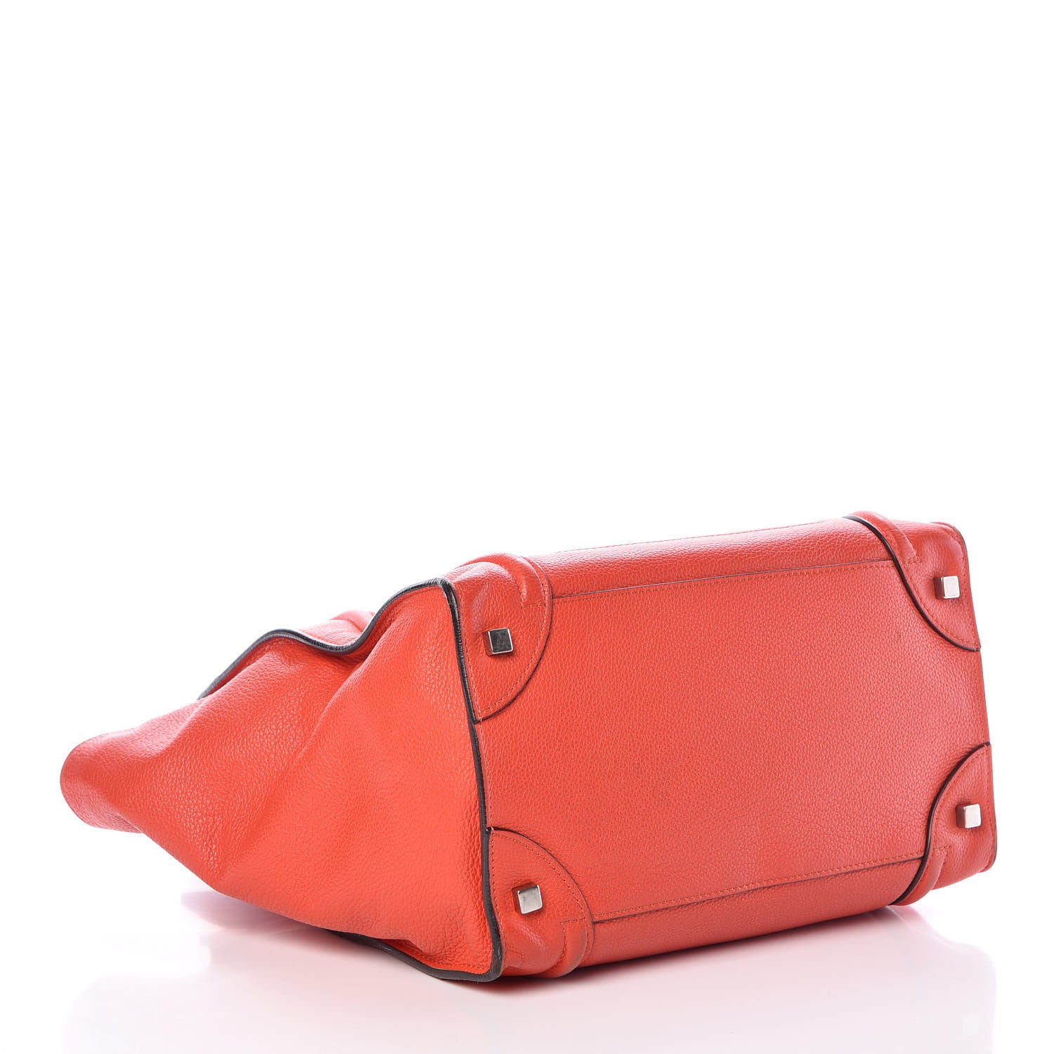 Celine Drummed Calfskin Mini Luggage Vermillion 4 of 10