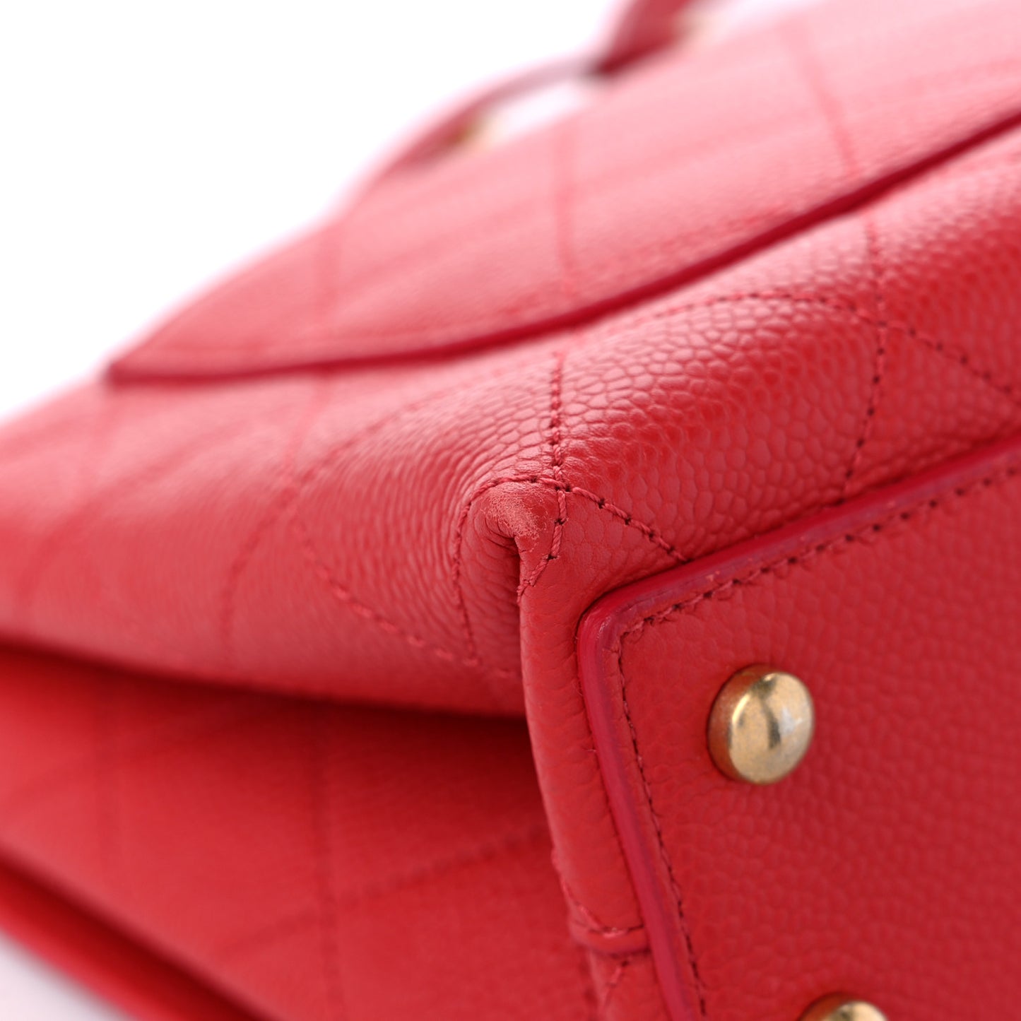 Grained Calfskin Small Stitched Flap Red