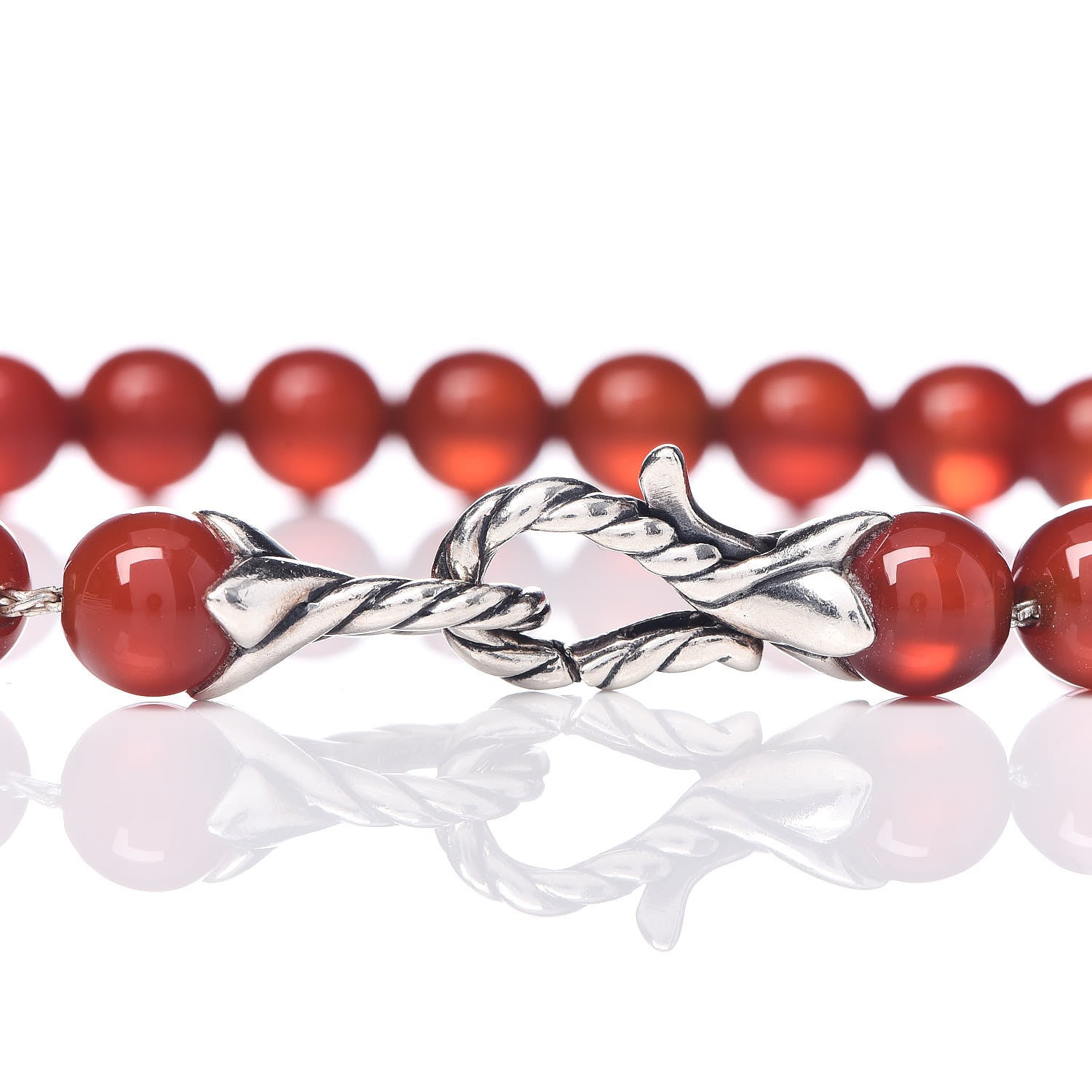 David Yurman Sterling Silver Carnelian 6mm Spiritual Beads Bracelet 4 of 4