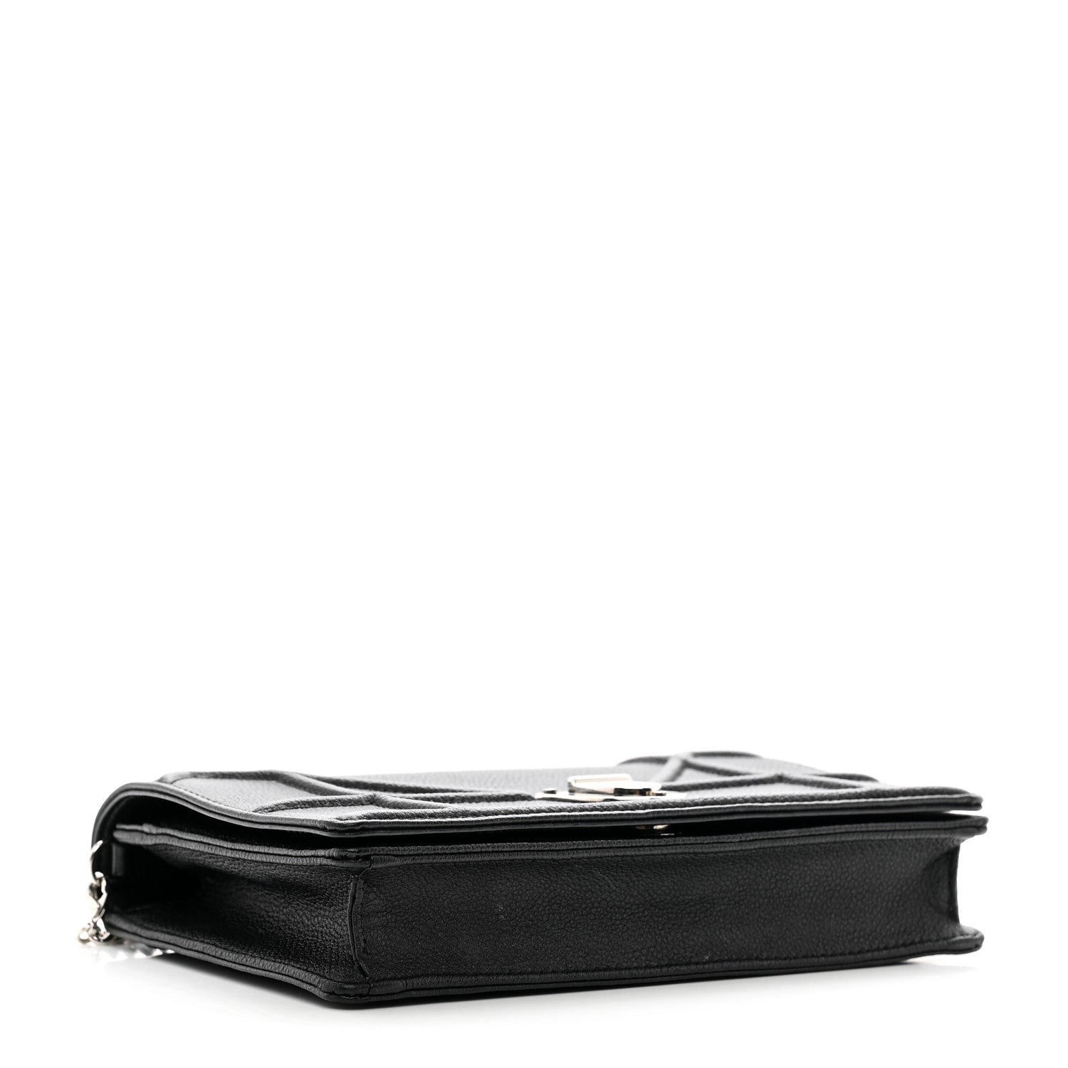 Christian Dior Grained Calfskin Diorama Wallet on Chain Pouch Black 4 of 10