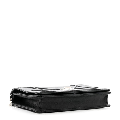 Christian Dior Grained Calfskin Diorama Wallet on Chain Pouch Black 4 of 10