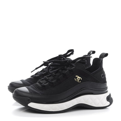 Chanel Velvet Calfskin Mixed Fibers CC Sneakers 36 Black 3 of 10