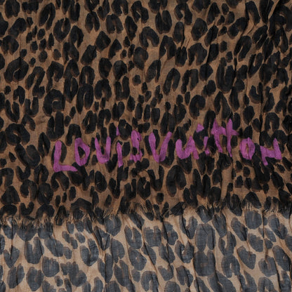Louis Vuitton Cashmere Silk Leopard Etole Stole Marron 4 of 7