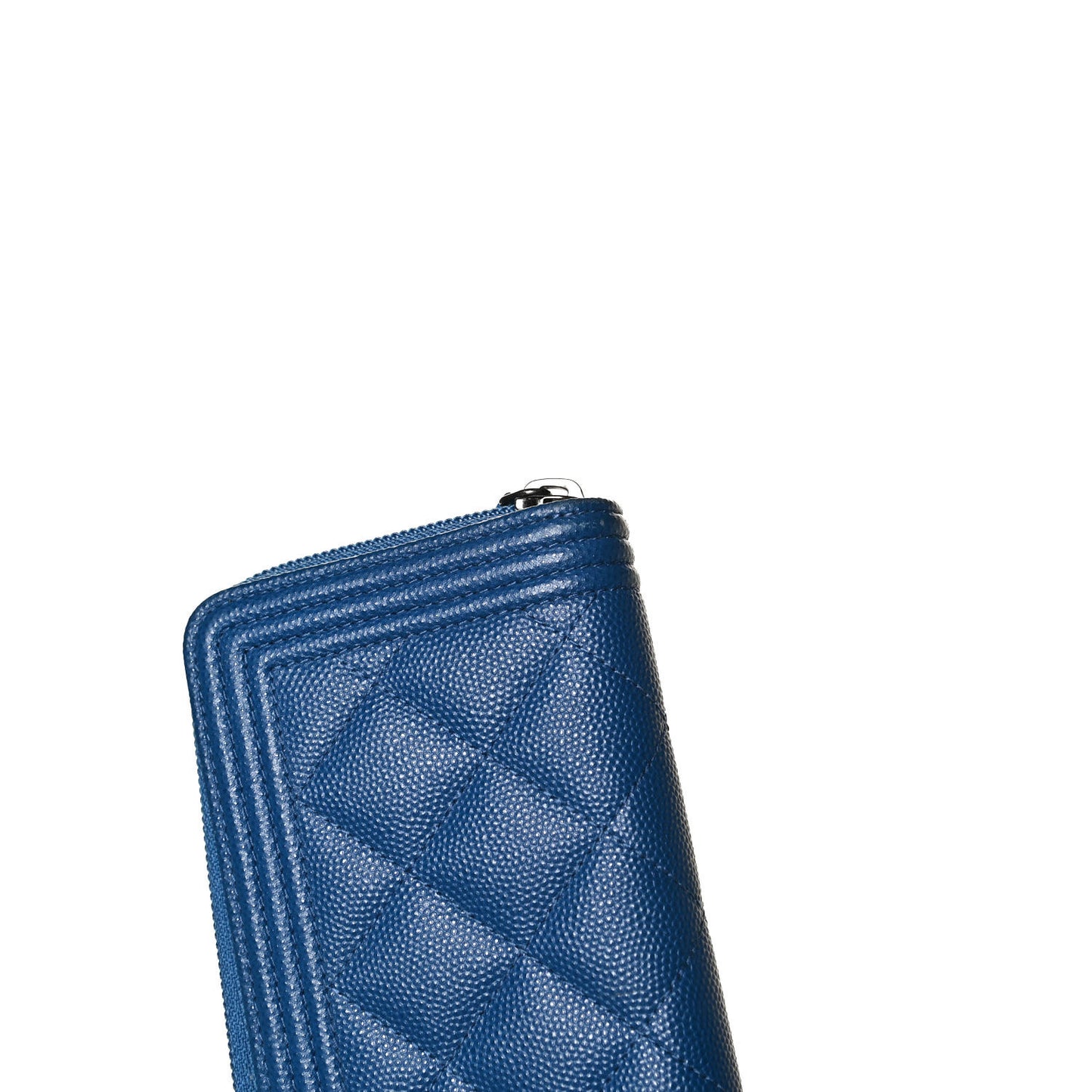 Caviar Quilted Boy Small Zip Around Wallet Blue