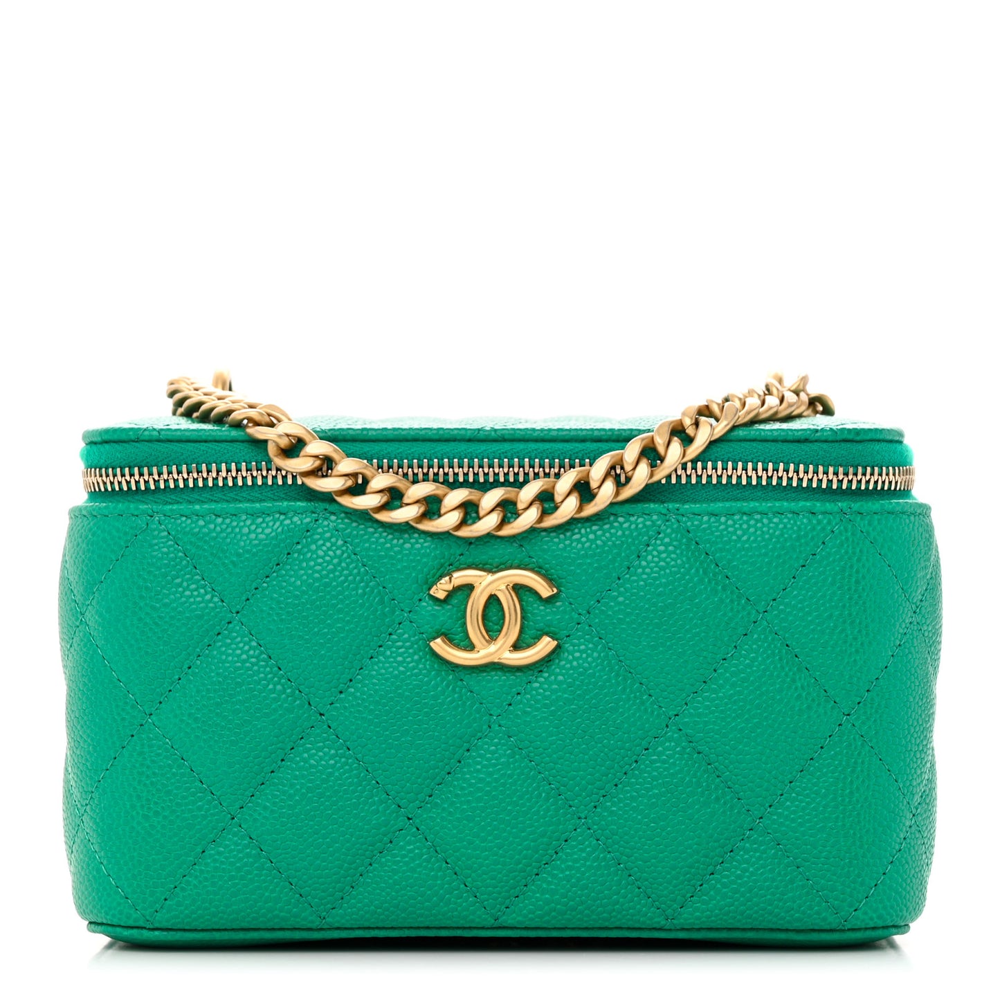 Caviar Quilted Sweetheart Vanity Case Green