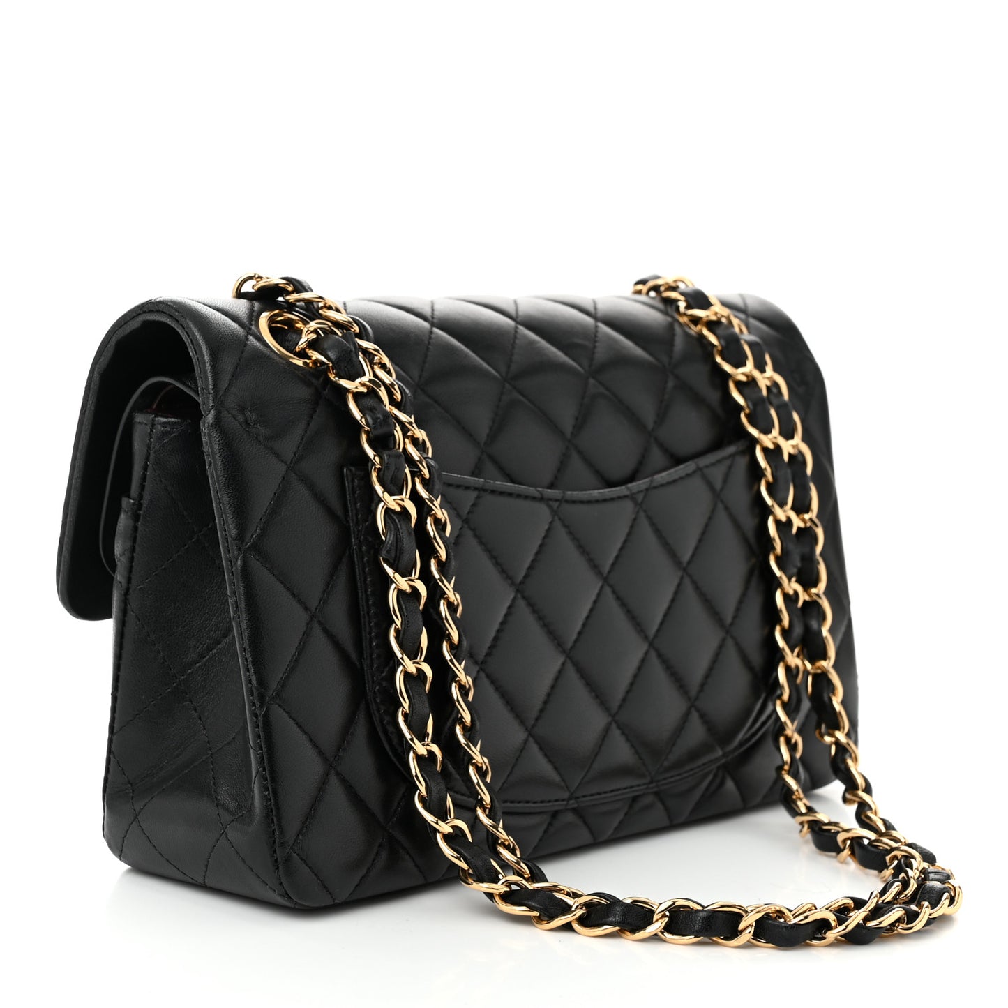 Lambskin Quilted Small Double Flap Black