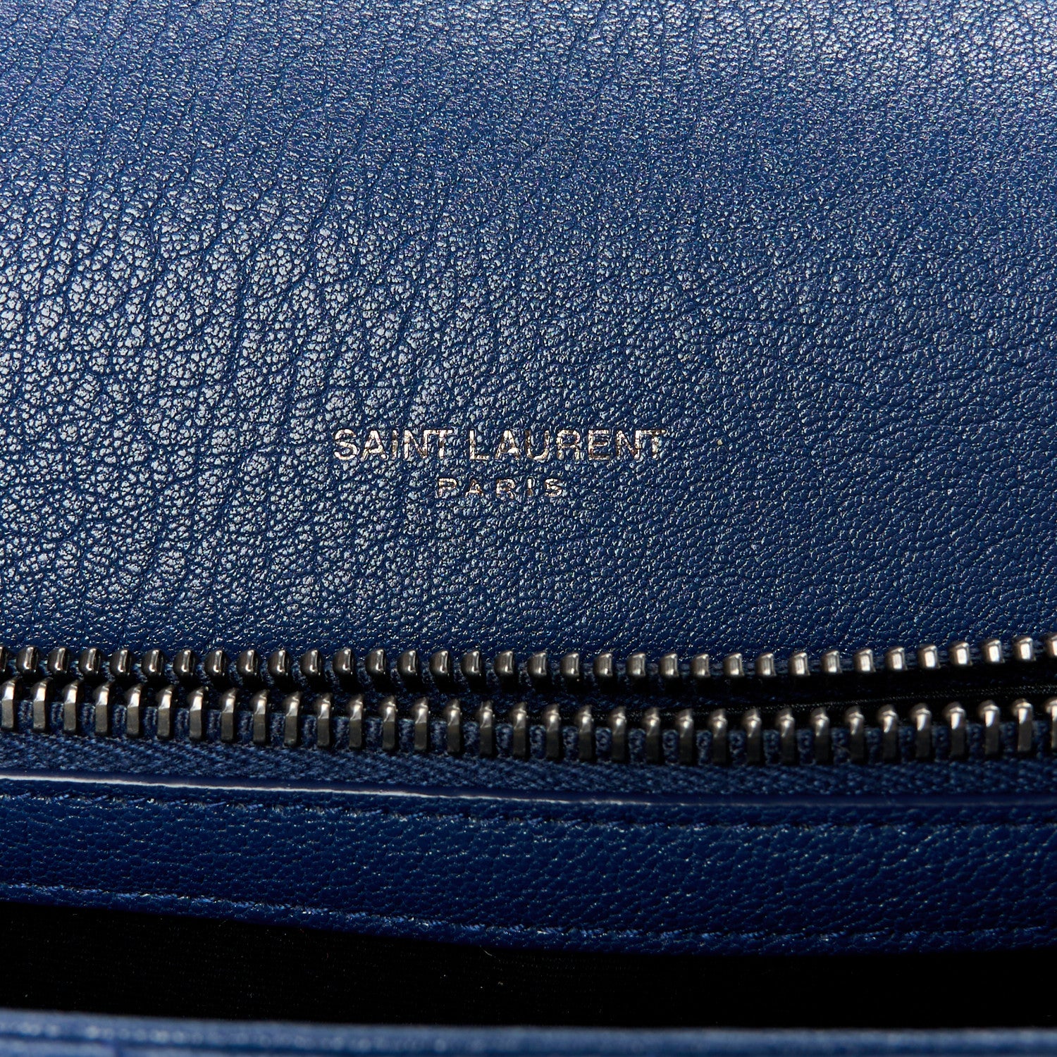 Saint Laurent Sheepskin Matelasse Chevron Monogram Medium College Bag Blue Charron 6 of 12