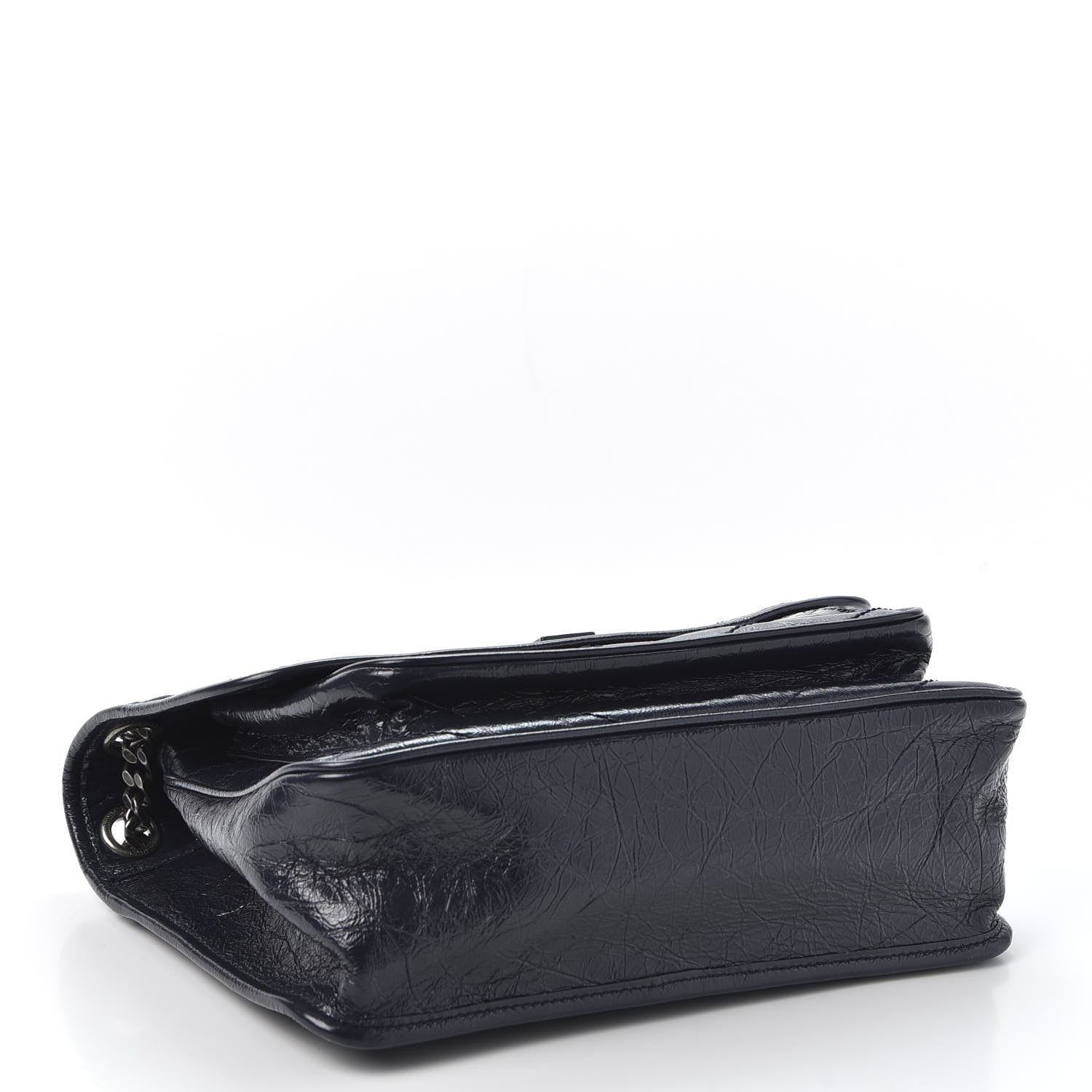Saint Laurent Crinkled Calfskin Matelasse Monogram Medium Niki Chain Satchel Deep Marine 3 of 10