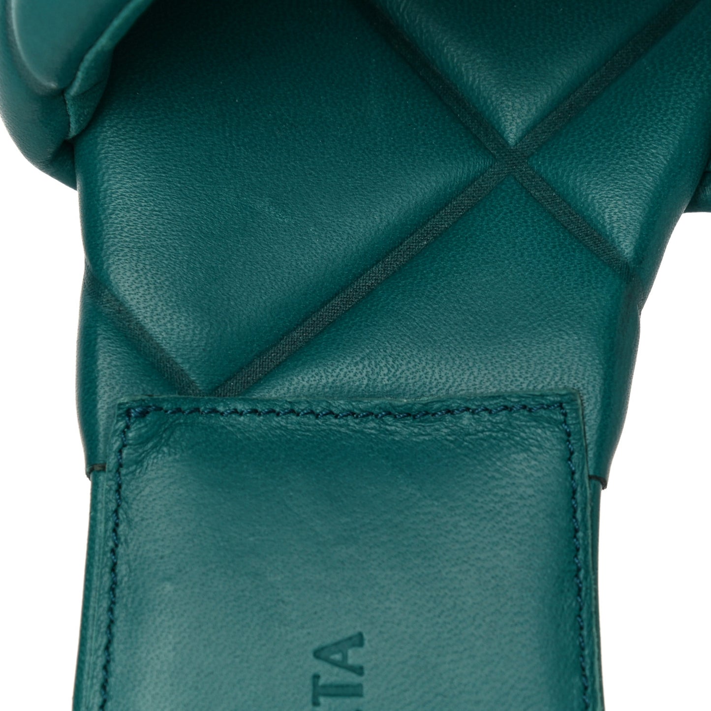 Nappa Quilted Rubber Lido Flat Sandals 39.5 Duck Green