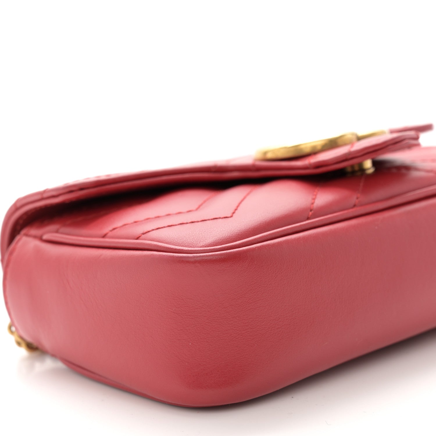 Gucci Calfskin Matelasse Super Mini GG Marmont Shoulder Bag Hibiscus Red 9 of 11
