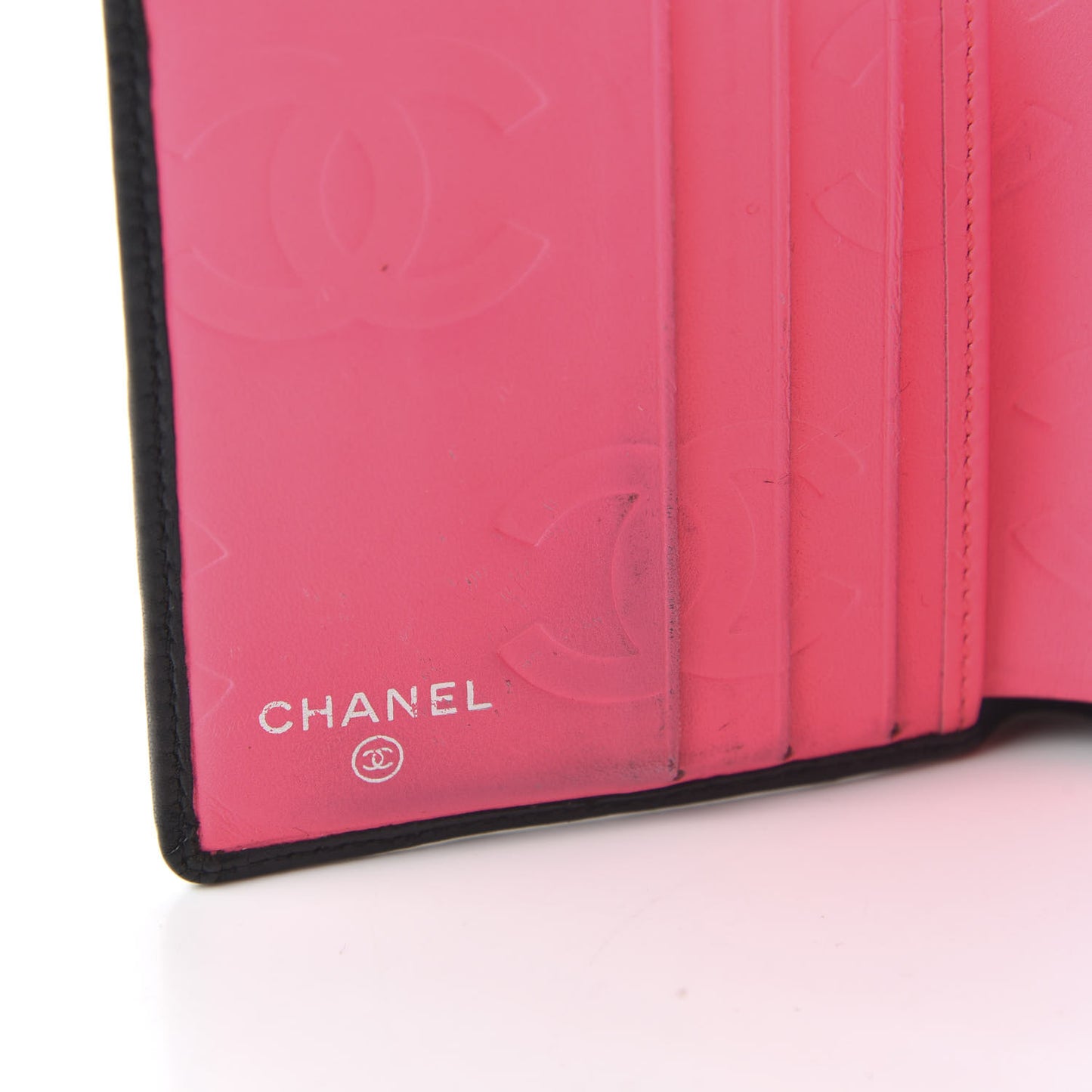 Calfskin Quilted Cambon Bi-Fold Wallet Black