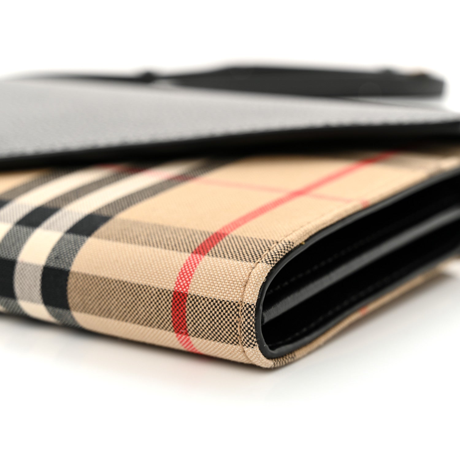 Burberry Grainy Calfskin Vintage Check Wallet With Detachable Strap Black 11 of 11