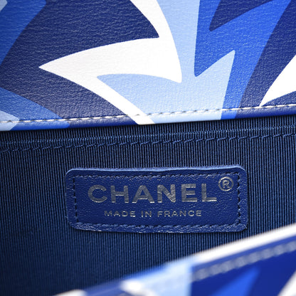 Chanel Printed Calfskin Medium Boy Flap Blue White 6 of 10