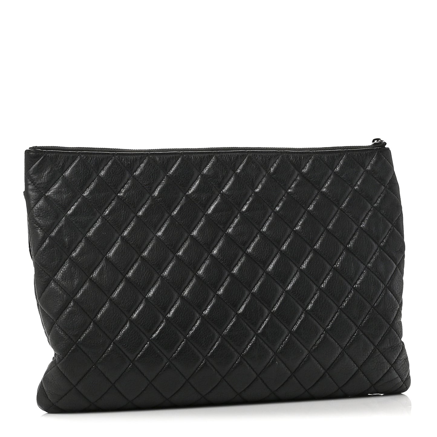Grained Calfskin Quilted Large Archi Chic Cosmetic Case Navy