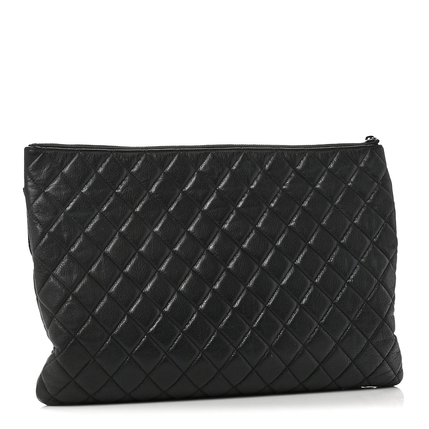 Chanel Grained Calfskin Quilted Large Archi Chic Cosmetic Case Navy 3 of 10