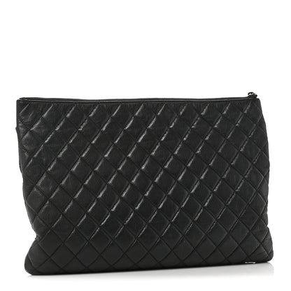 Chanel Grained Calfskin Quilted Large Archi Chic Cosmetic Case Navy 3 of 10