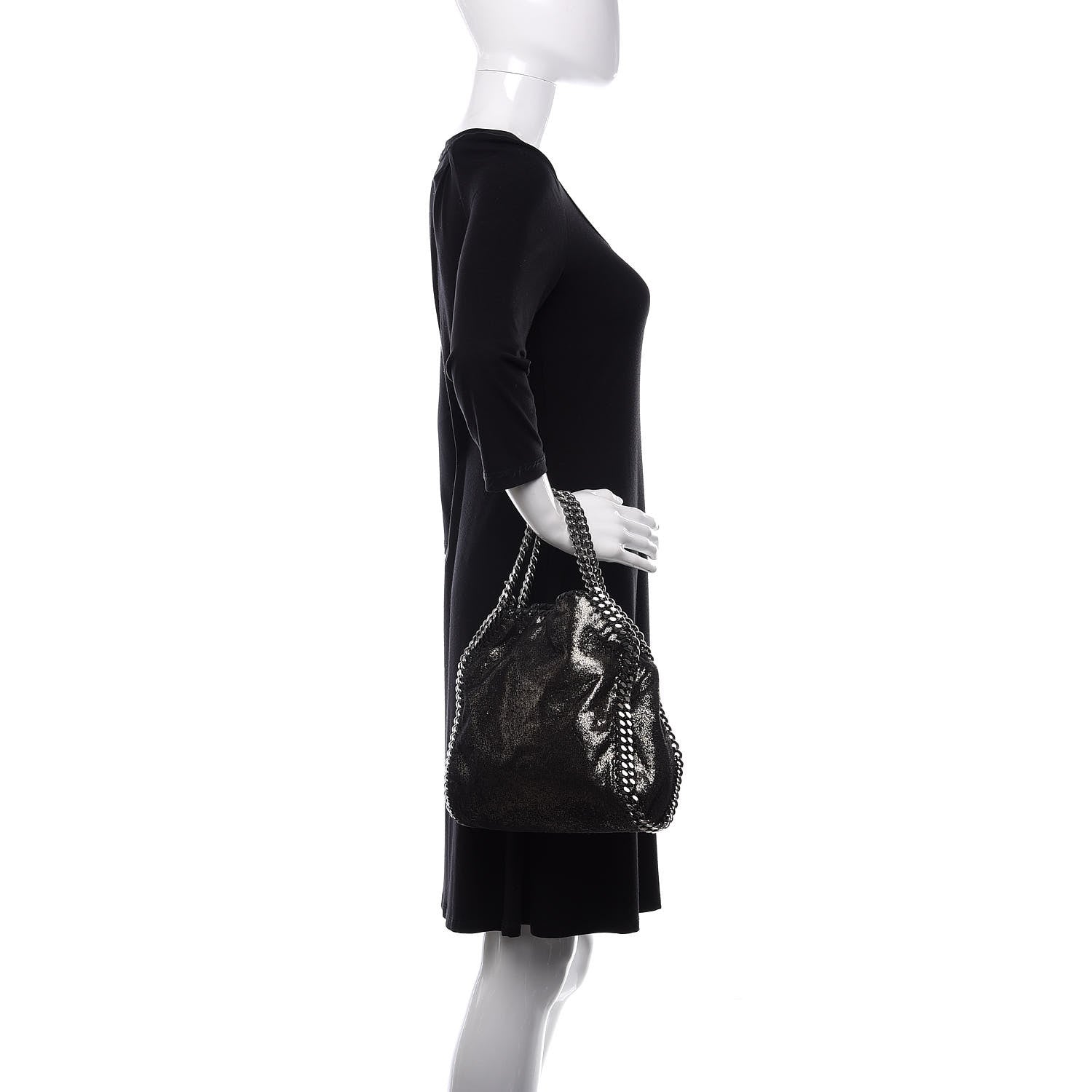 Stella McCartney Chamois Shiny Dotted Mini Falabella Fold Over Tote Ruthenium 3 of 10
