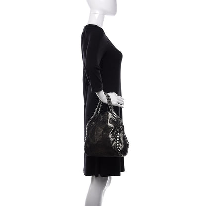 Stella McCartney Chamois Shiny Dotted Mini Falabella Fold Over Tote Ruthenium 3 of 10