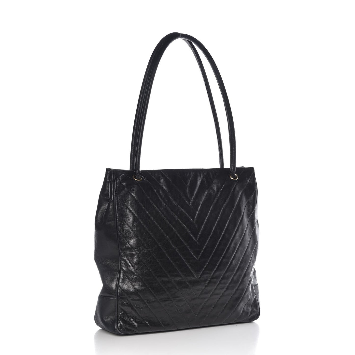 Lambskin Chevron Quilted Tote Black