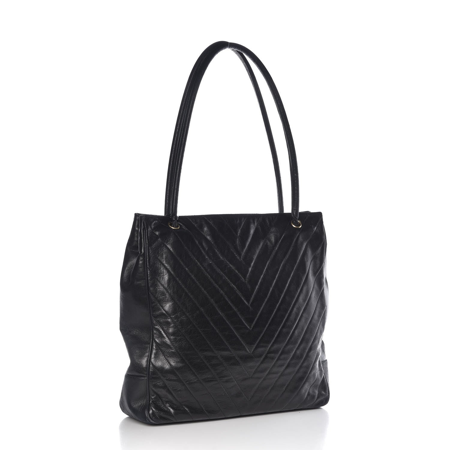 Chanel Lambskin Chevron Quilted Tote Black 3 of 16