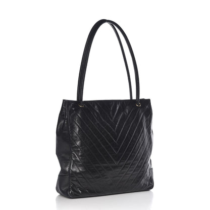 Chanel Lambskin Chevron Quilted Tote Black 3 of 16