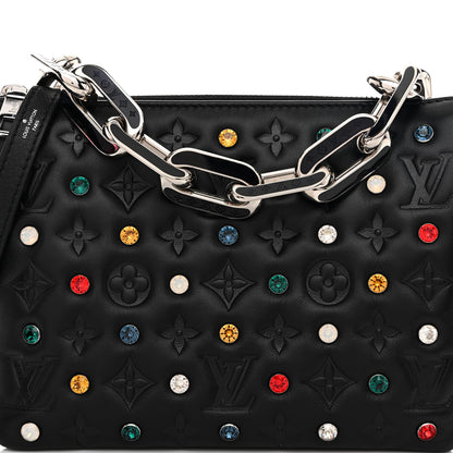 Louis Vuitton Lambskin Monogram Crystal Embossed Embellished Coussin BB Black 9 of 11