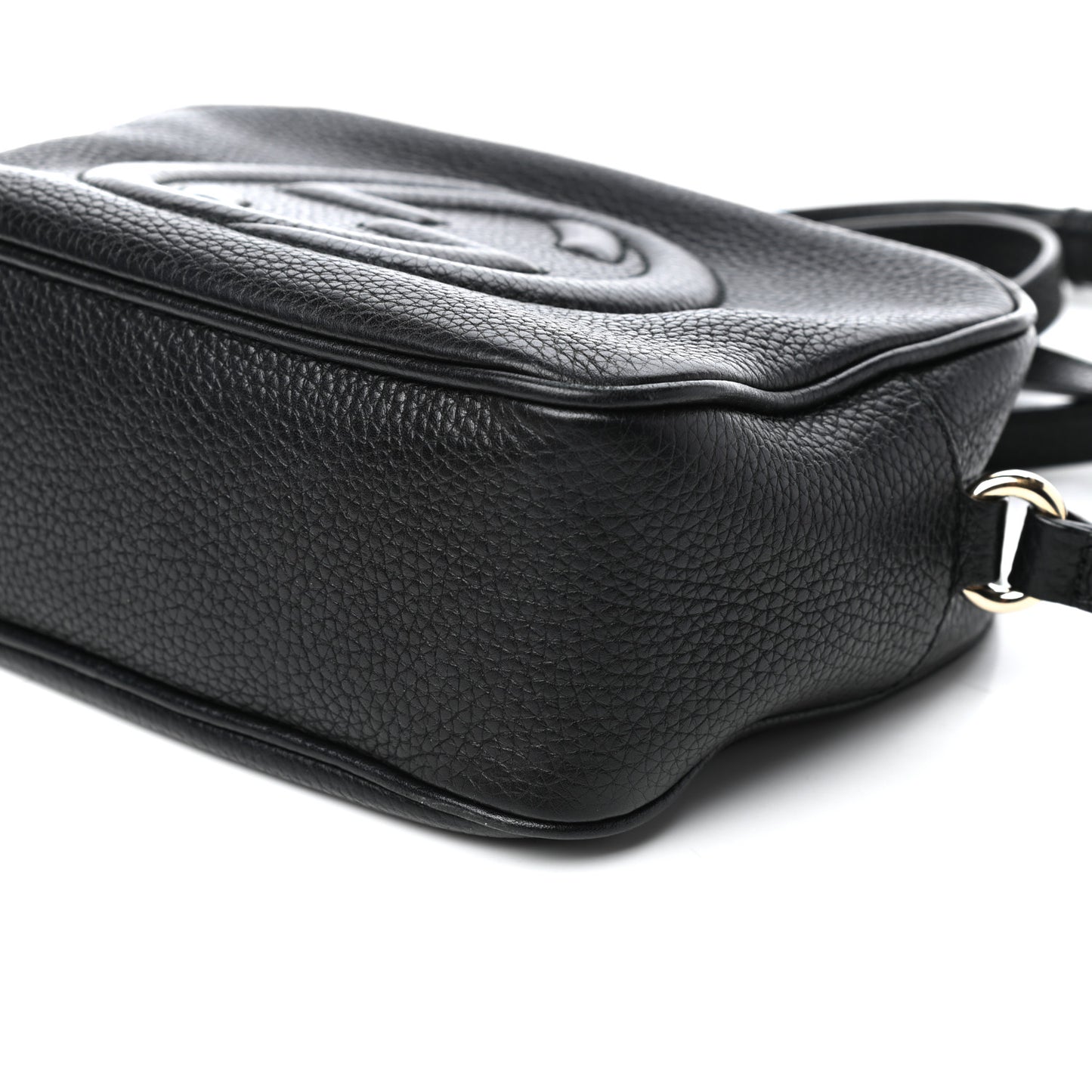 Pebbled Calfskin Small Soho Disco Bag Black