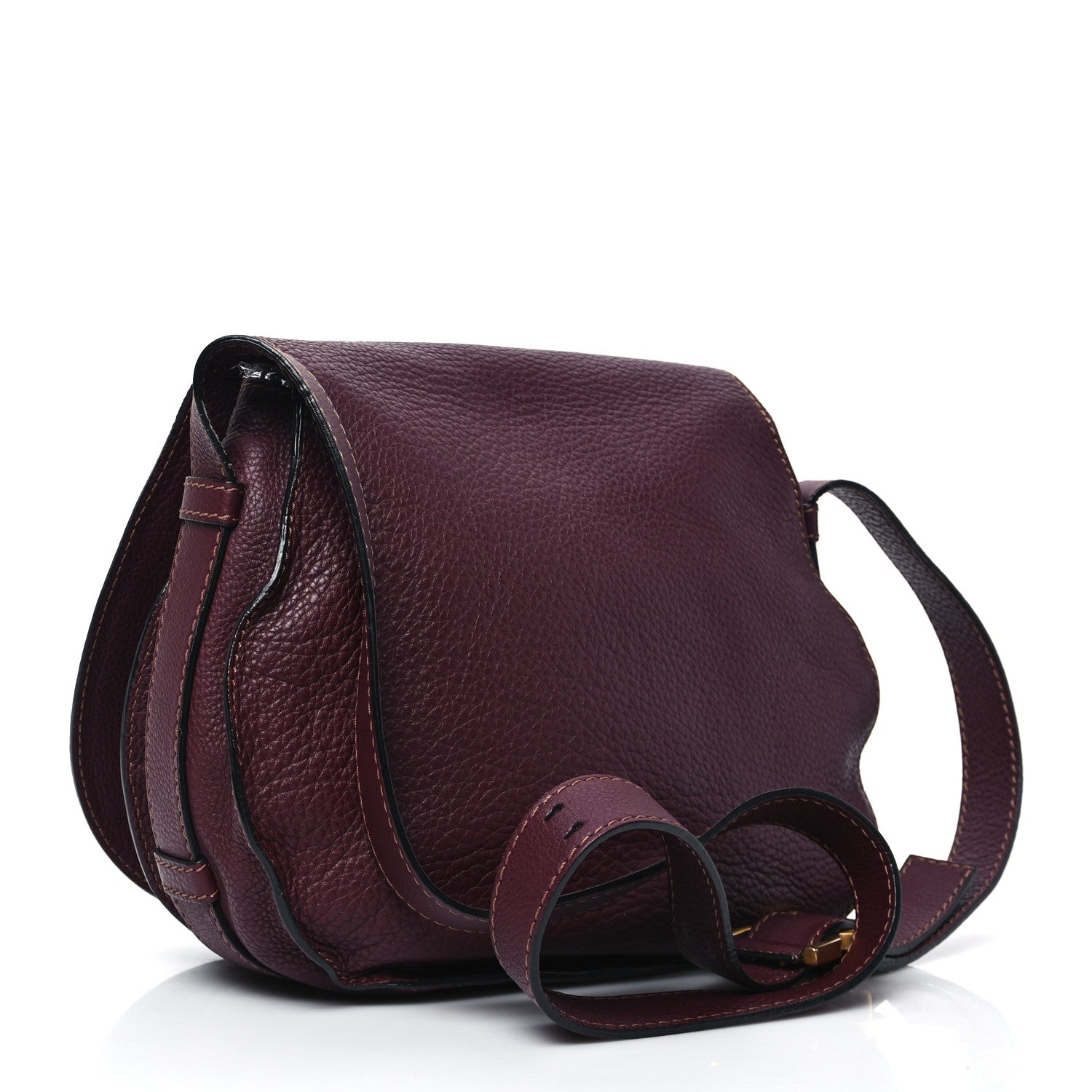 Chloe Grained Calfskin Medium Marcie Saddle Bag Dark Velvet 3 of 9