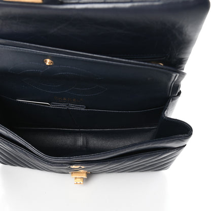 Chanel Aged Calfskin Chevron Quilted 2.55 Reissue 226 Flap Navy Blue 5 of 10