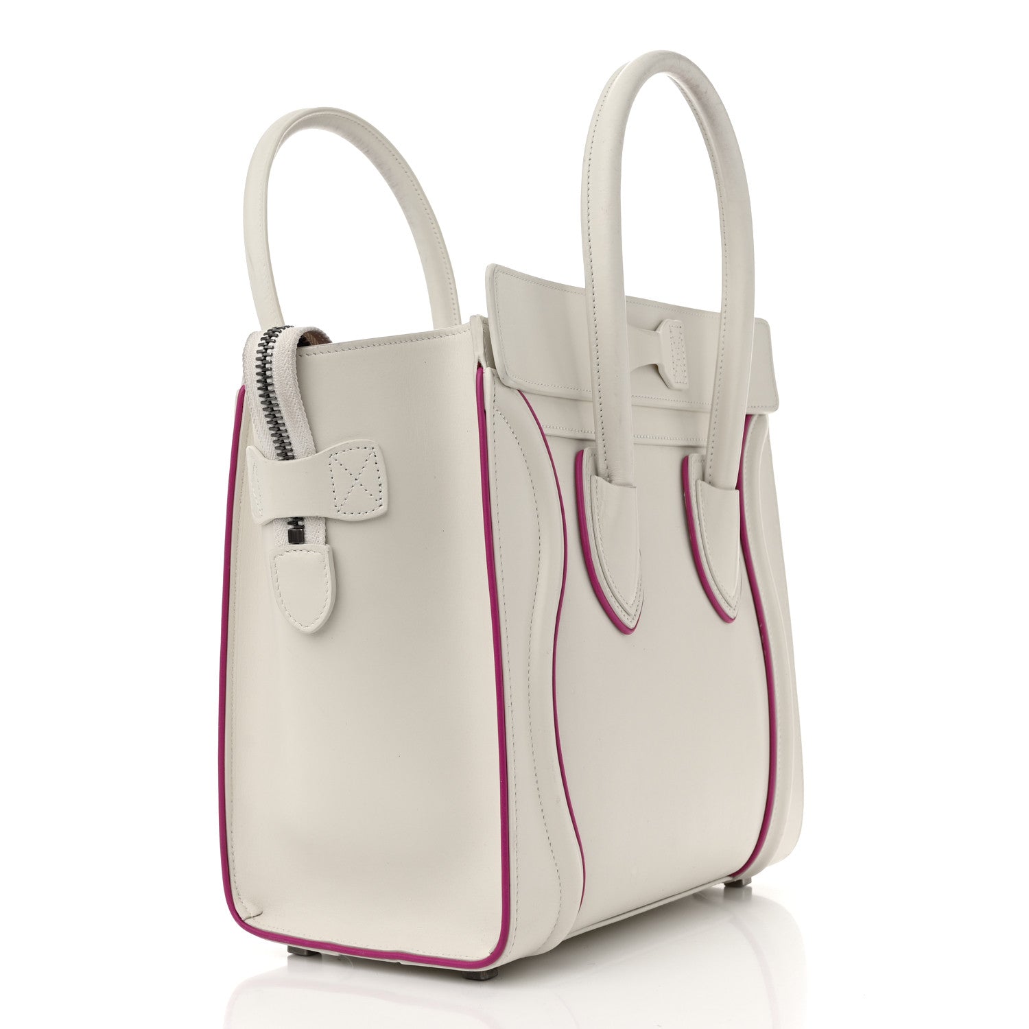 Celine Smooth Calfskin Micro Luggage White Magenta 3 of 16