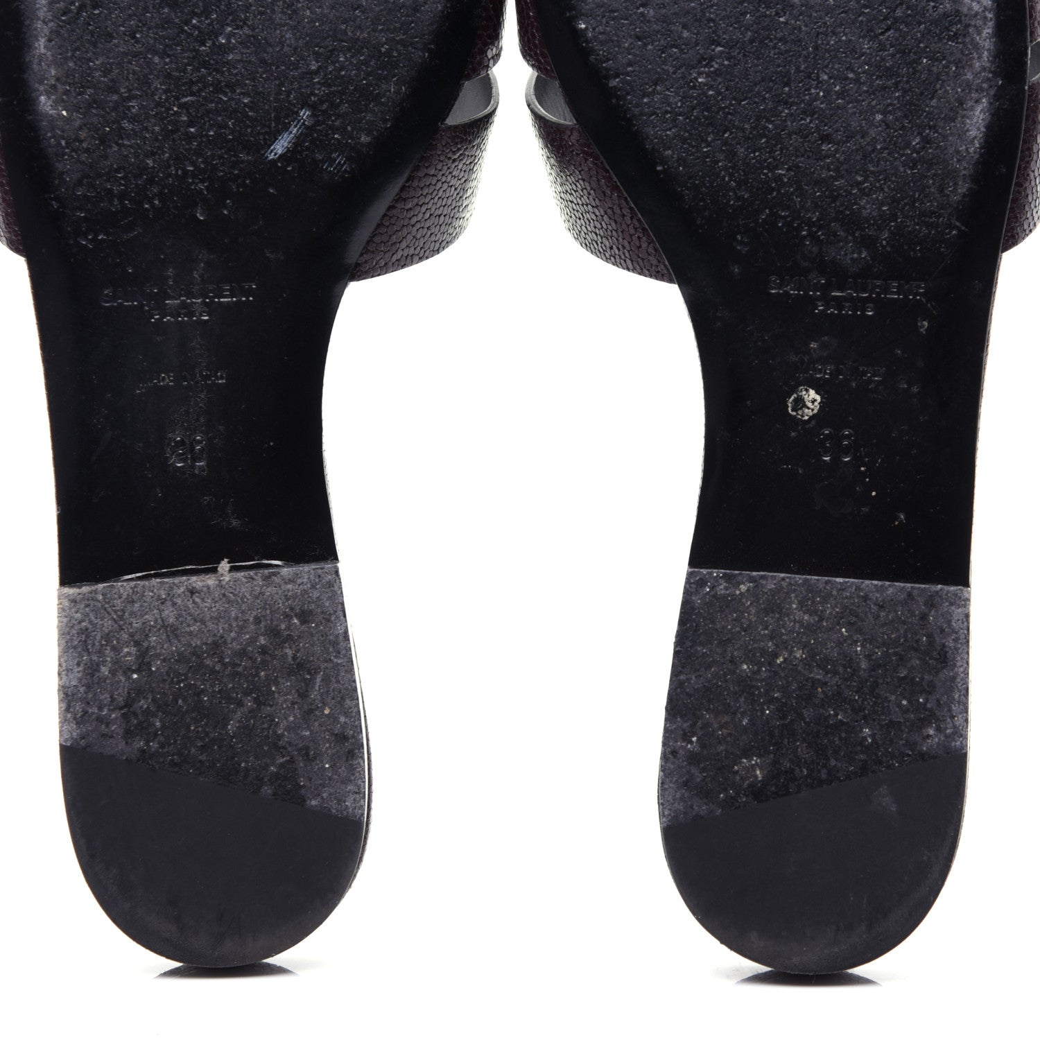 Saint Laurent Grain De Poudre Nu Pied 05 Slide Sandals 36 Burgundy 12 of 12