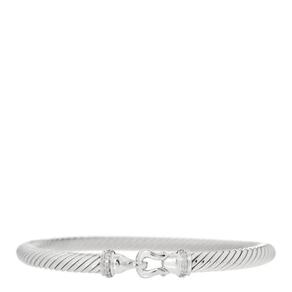 David Yurman Sterling Silver Diamond 5mm Cable Buckle Bracelet 1 of 4