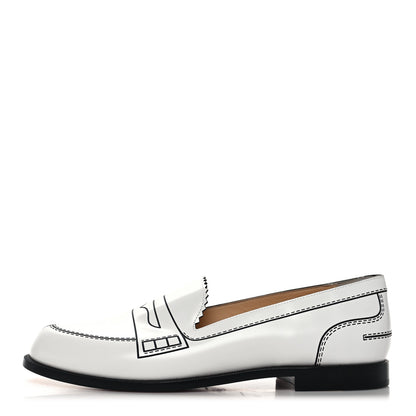 Christian Louboutin Calfskin Women Mocalaureat Trompl L'oeil Loafers 38 White 1 of 7