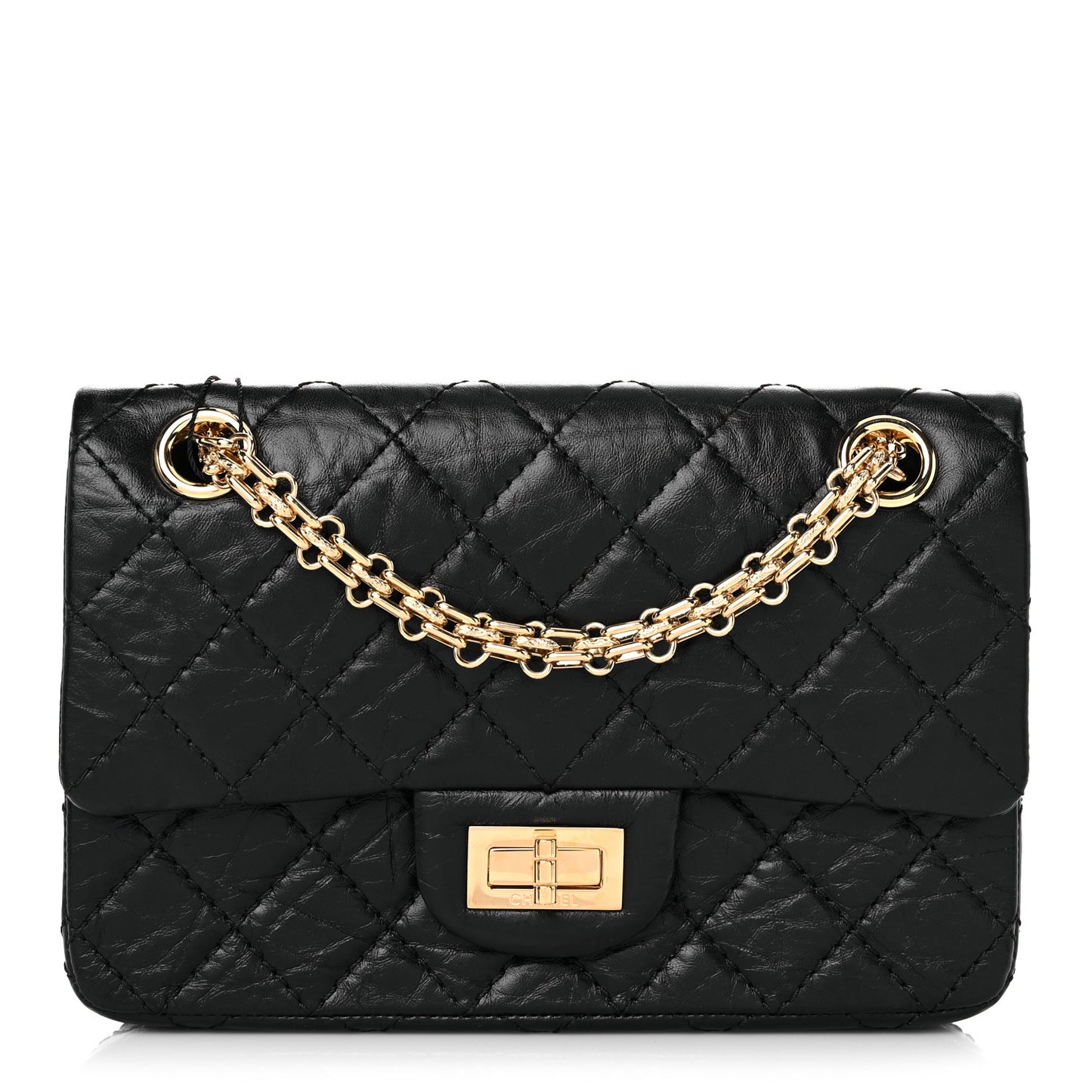 Aged Calfskin Quilted 2.55 Reissue Mini Flap Black