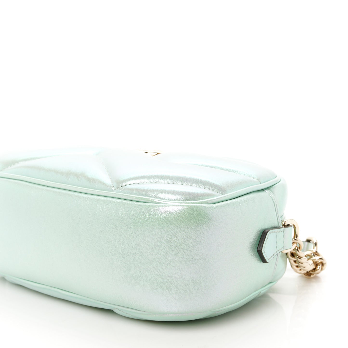 Iridescent Nappa Chevron Matelasse Small GG Marmont Chain Shoulder Bag Iridescent Salvy Green
