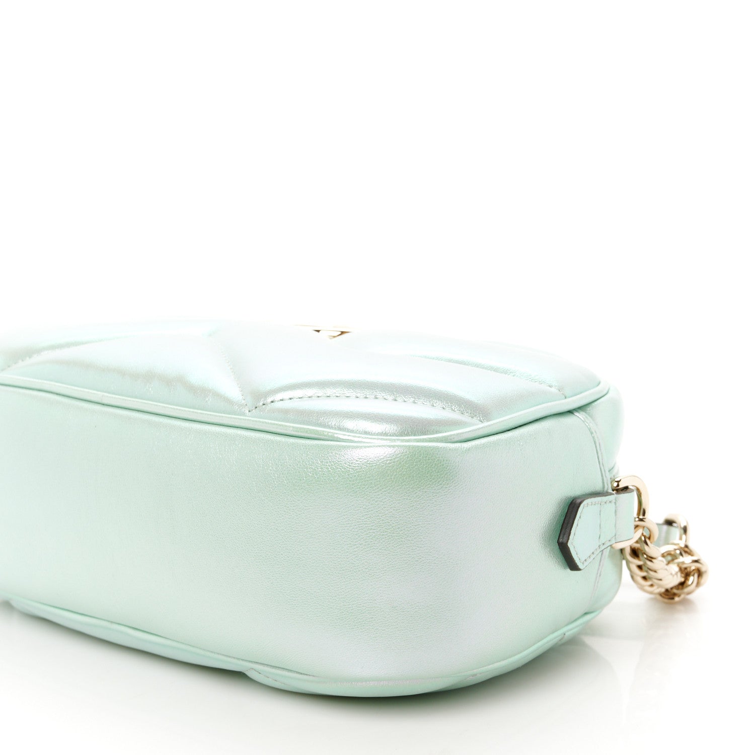 Gucci Iridescent Nappa Chevron Matelasse Small GG Marmont Chain Shoulder Bag Iridescent Salvy Green 11 of 11