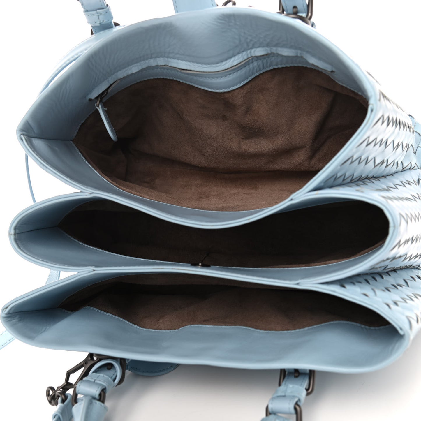 Light Calf Intrecciato Small Roma Topazio
