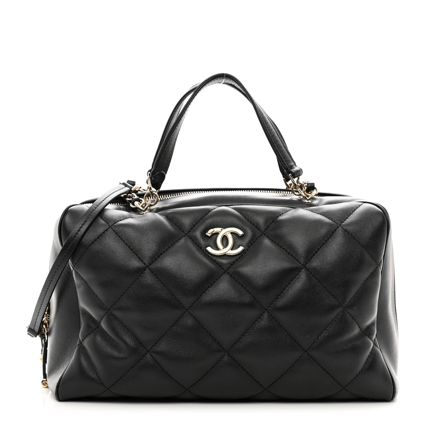 Chanel Lambskin Quilted Medium Bowling Bag Black 1 of 10