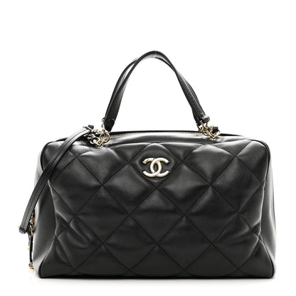 Chanel Lambskin Quilted Medium Bowling Bag Black 1 of 10