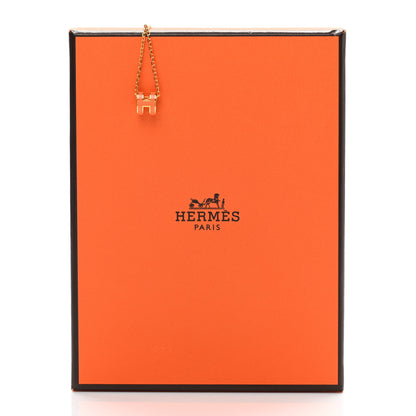 Hermes Lacquered Gold Mini Pop H Pendant Necklace Orange 7 of 7