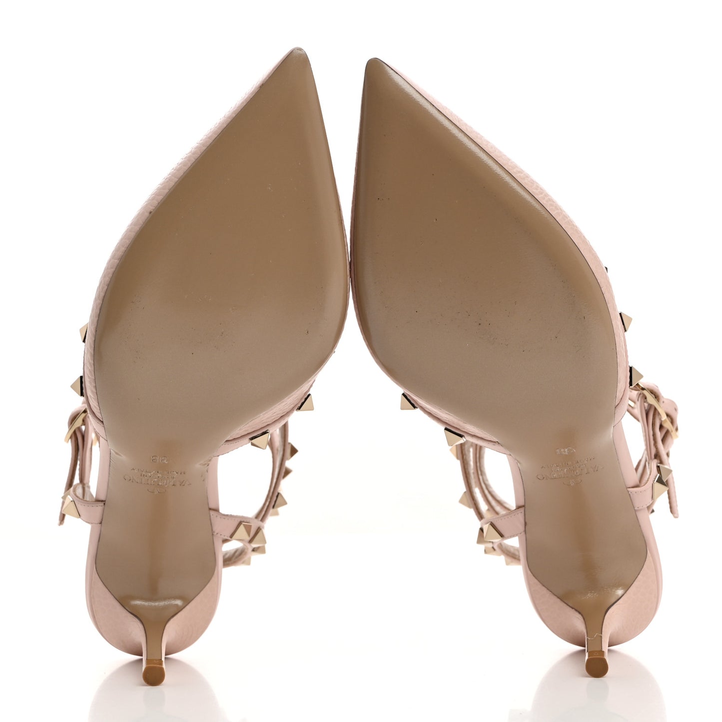 Calfskin Nappa Rockstud Ankle Strap 65mm Pumps 38 Rose Quartz
