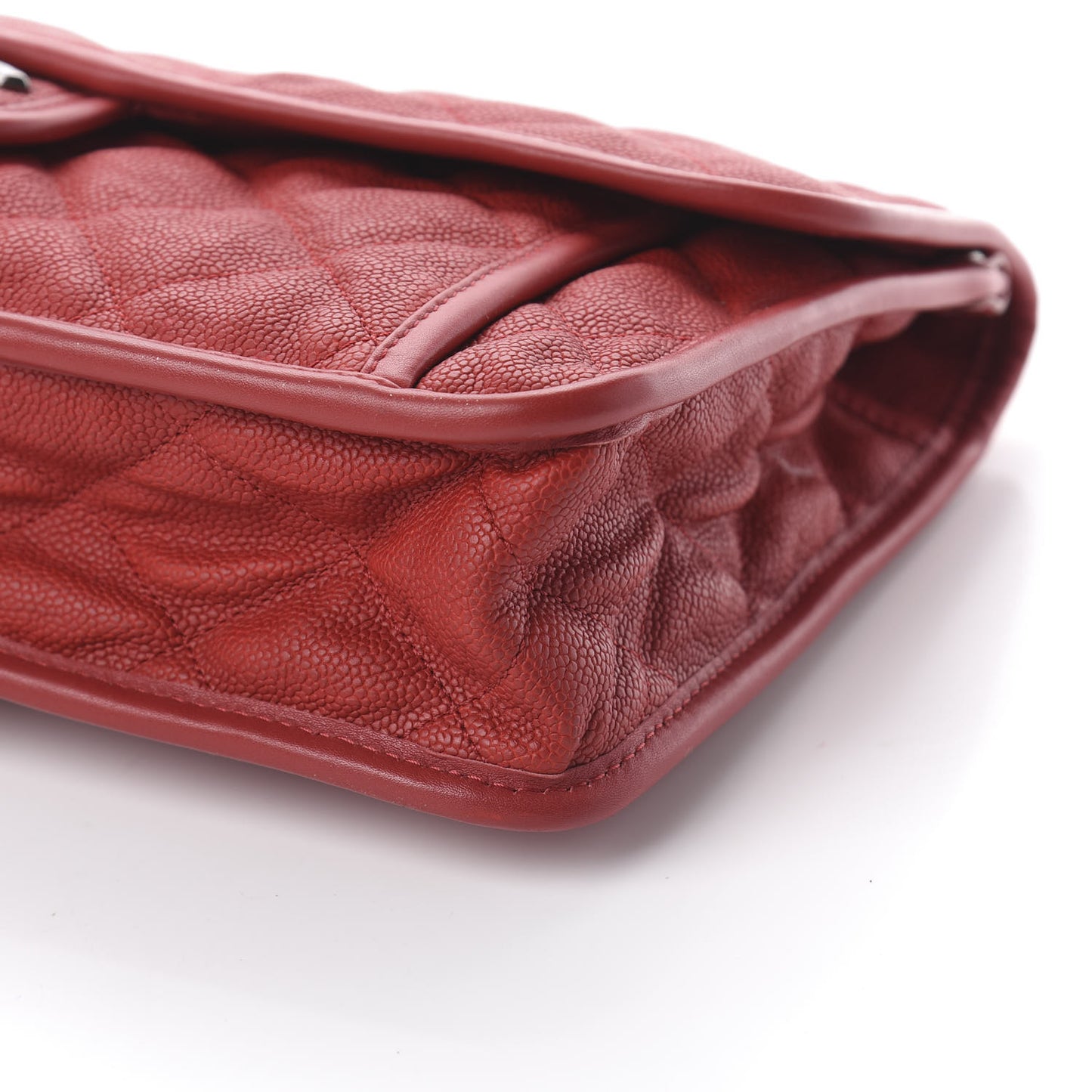 Caviar Quilted Large French Riviera Flap Red
