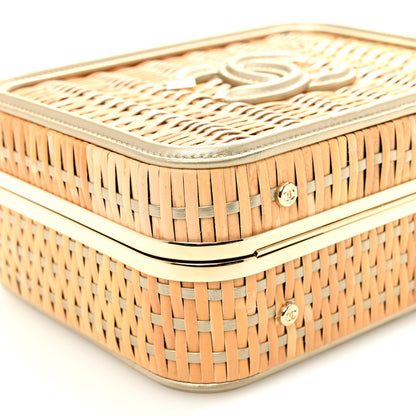 Chanel Raffia Calfskin Medium CC Filigree Vanity Case Gold 10 of 11