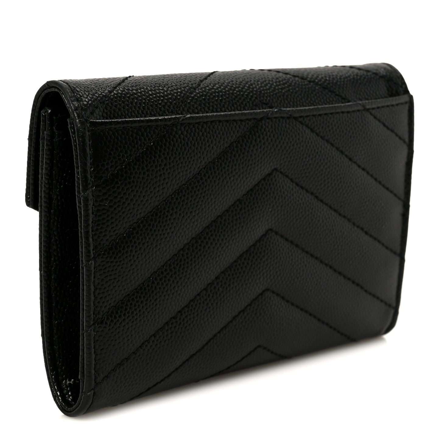 Grain De Poudre Matelasse Chevron Small Monogram Envelope Wallet Black