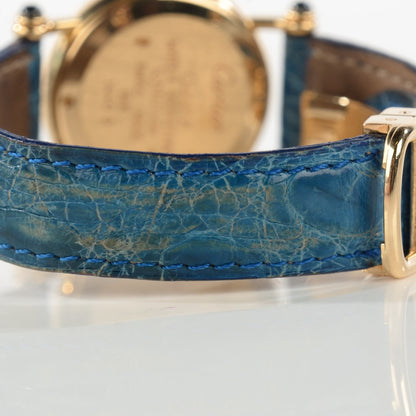 Cartier 18K Yellow Gold Alligator 28mm Diabolo Quartz Watch Blue 2 of 10